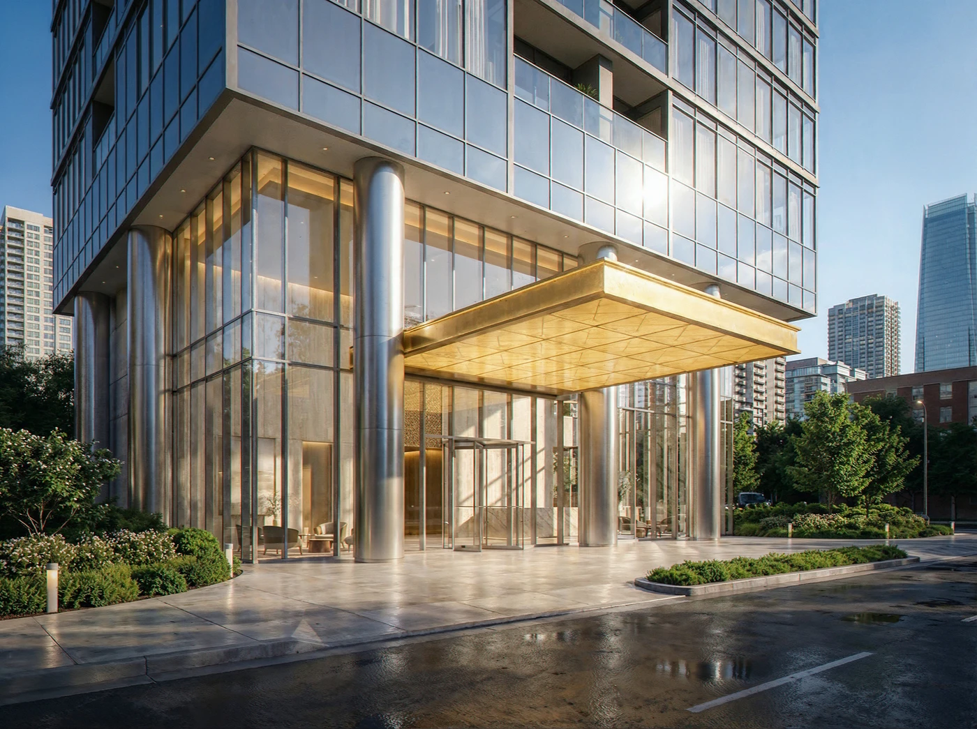 Exterior render by Archlane: day entrance