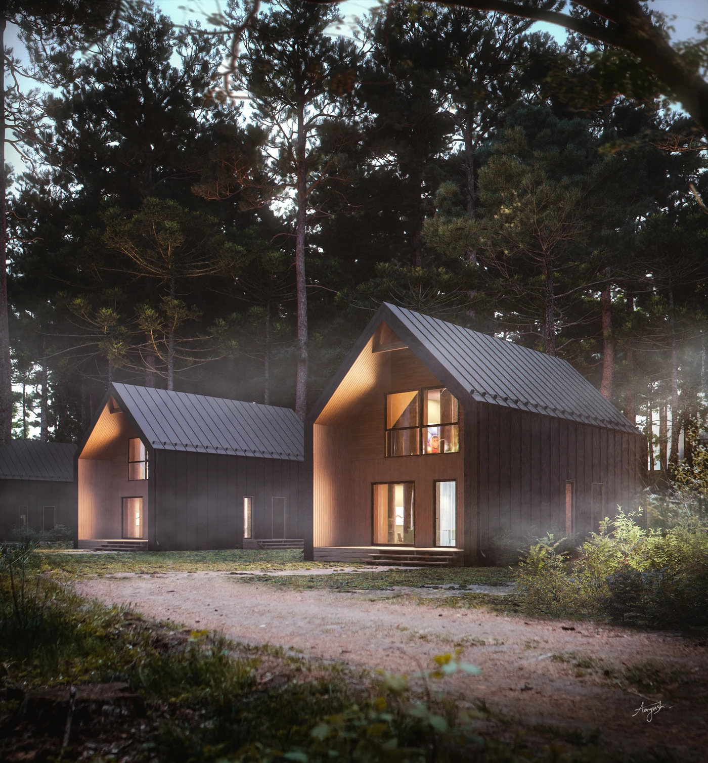 Exterior render by Archlane: dusk